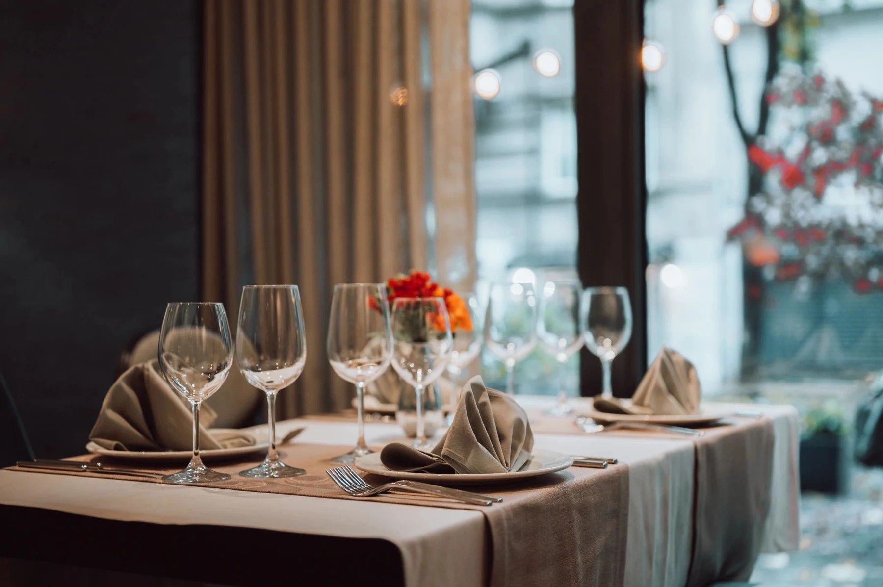 Elegant fine dining table setting